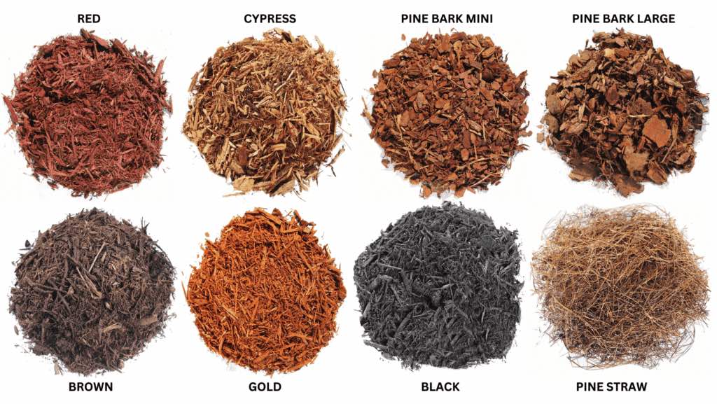 black mulch brown mulch pine bark mulch pine straw