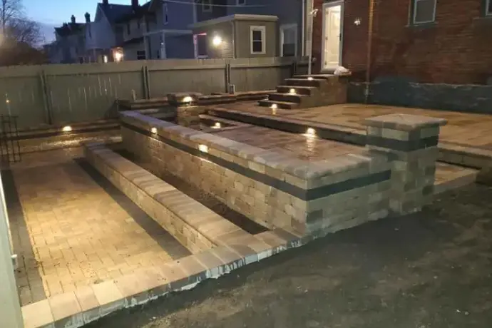 multi level patio retaining wall