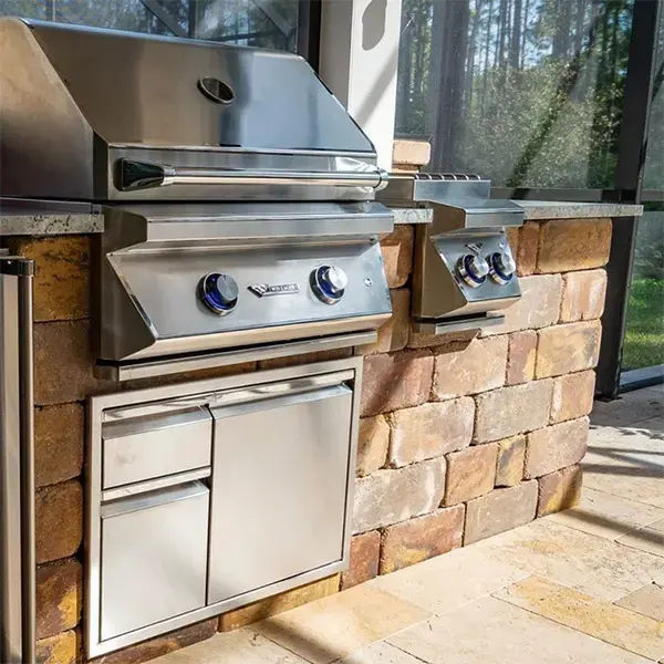 custom stone veneer grill island installation columbus ohio