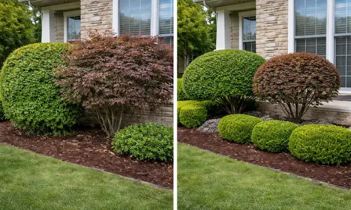 Professional shrub pruning and landscape renovation service Mr. Mulch