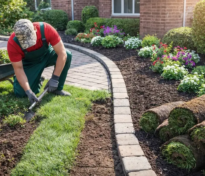 Overgrown landscape removal and professional replanting services