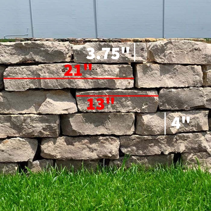 Natural stone landscaping wall Oakfield 8" Split Medium