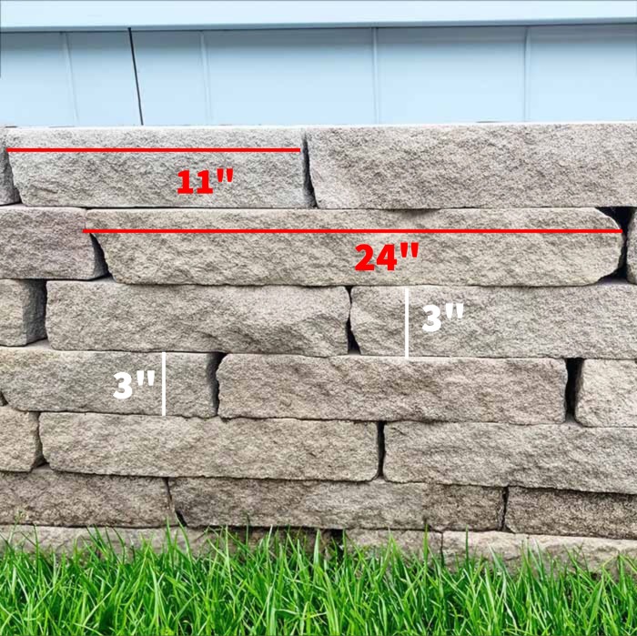 Retaining wall stone Indiana 8" Split Medium