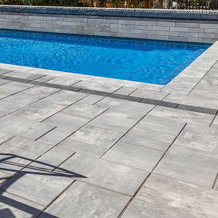 Unilock Beacon Hill Smooth Flagstone Concrete Paver Patio Install