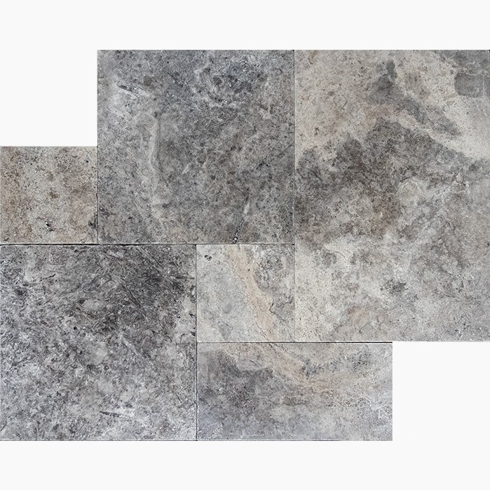 Silver Premium Tumbled Travertine (French Pattern)