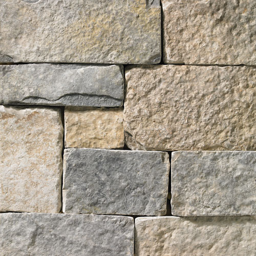 Tumbled Grey Buff Chateau Castlestone Veneer Thinstone Corners