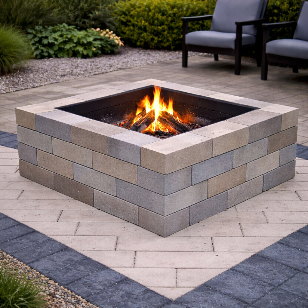 Lineo Square Fire Pit with Insert